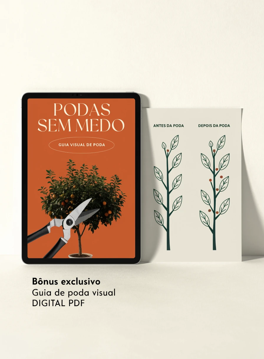 Mockup digital do bônus Podas sem Medo, Guia Visual de Poda.